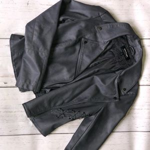 NWOT coffee shop faux leather jacket
